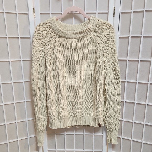 Roots Cream Cable Knit Sweater 100% Cotton - Picture 1 of 7